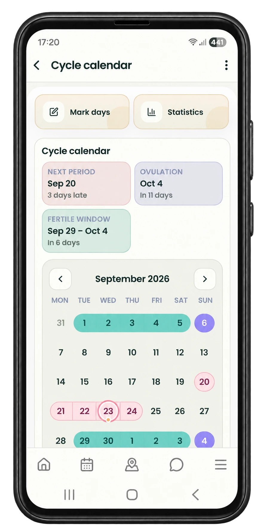 myLumita — cycle calendar